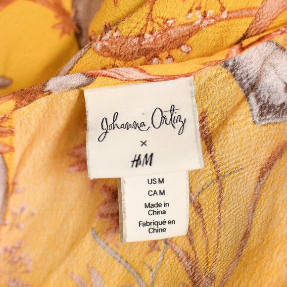Johanna Ortiz x H&M Yellow Floral Tiered Ruffle Maxi Dress Size M Boho Botanical - Picture 11 of 12